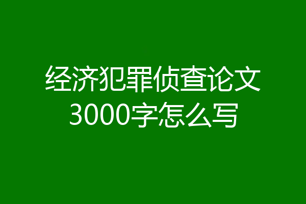 经济犯罪侦查论文3000字怎么写
