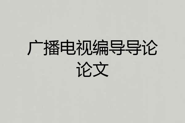 广播电视编导导论论文