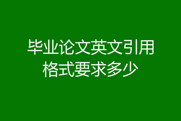 毕业论文英文引用格式要求多少