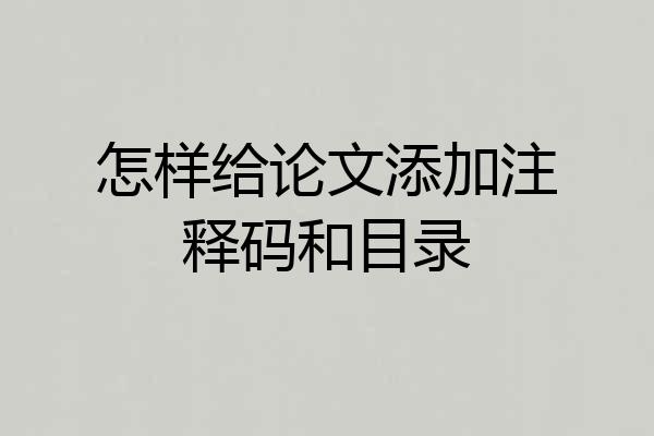 怎样给论文添加注释码和目录