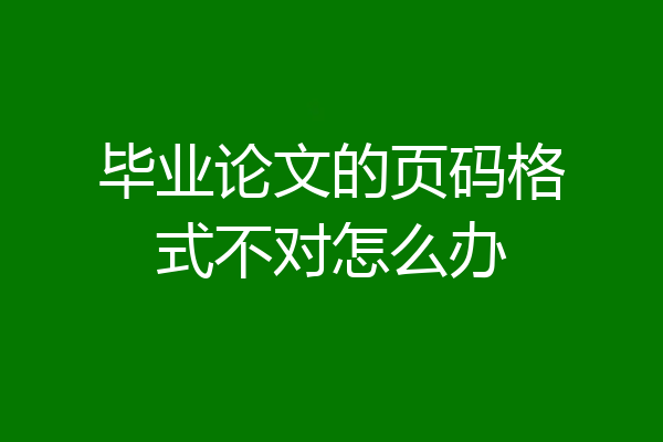 毕业论文的页码格式不对怎么办
