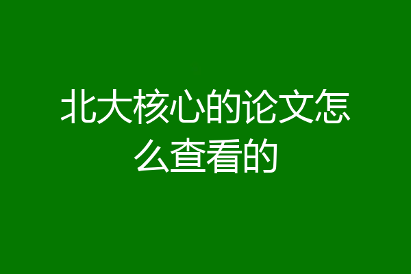 北大核心的论文怎么查看的