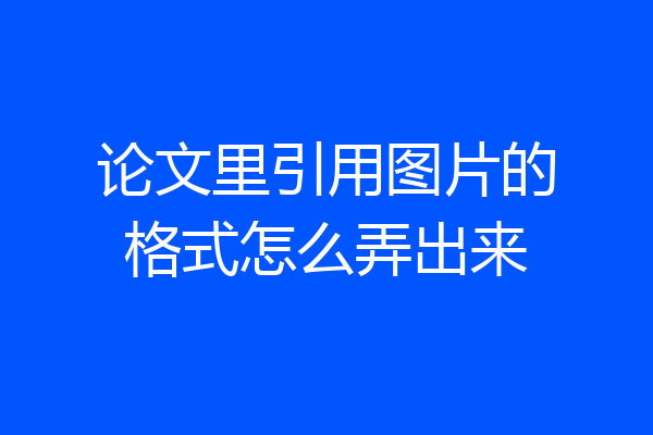 论文里引用图片的格式怎么弄出来