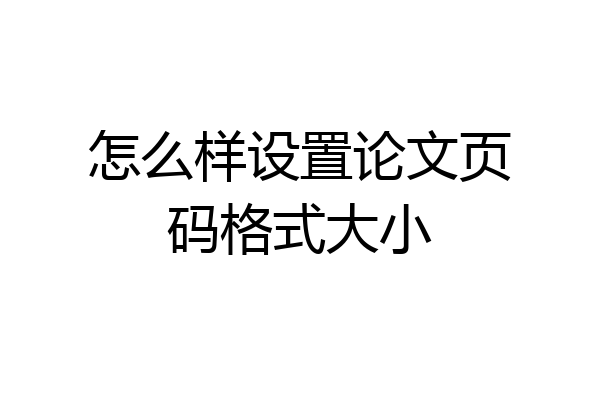 怎么样设置论文页码格式大小