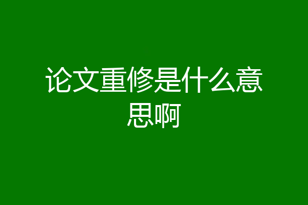 论文重修是什么意思啊