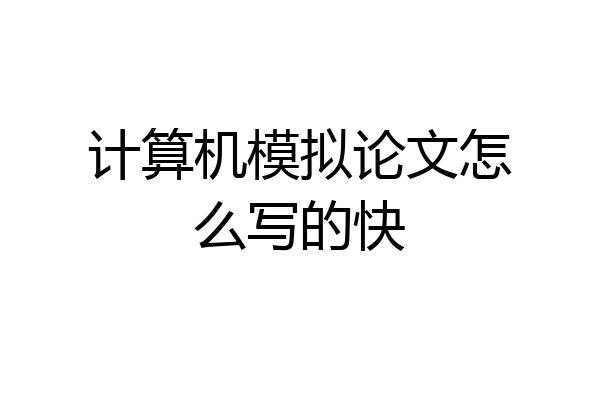 计算机模拟论文怎么写的快