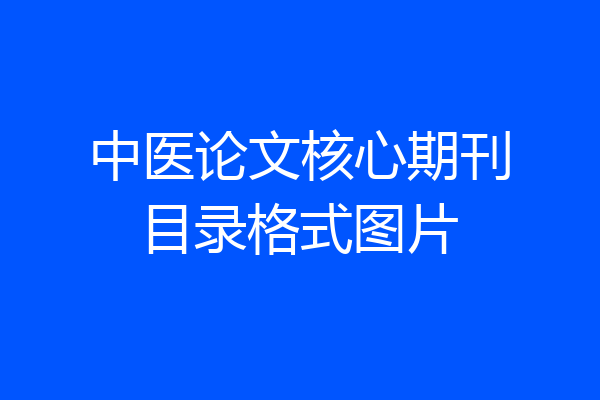中医论文核心期刊目录格式图片