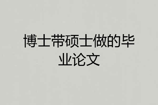 博士带硕士做的毕业论文