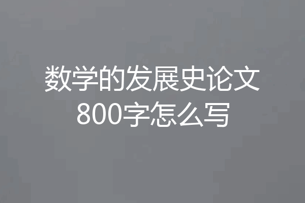 数学的发展史论文800字怎么写