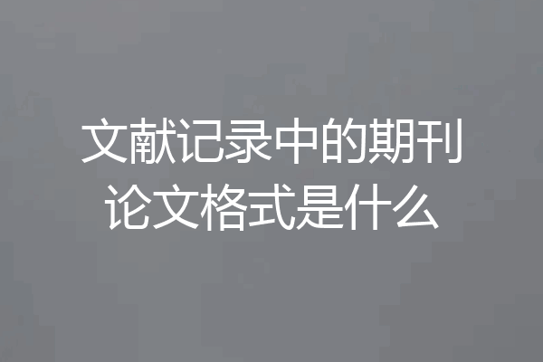 文献记录中的期刊论文格式是什么