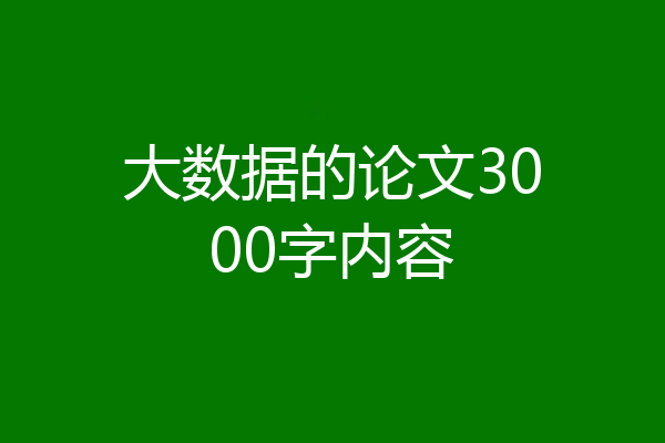 大数据的论文3000字内容
