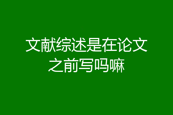文献综述是在论文之前写吗嘛