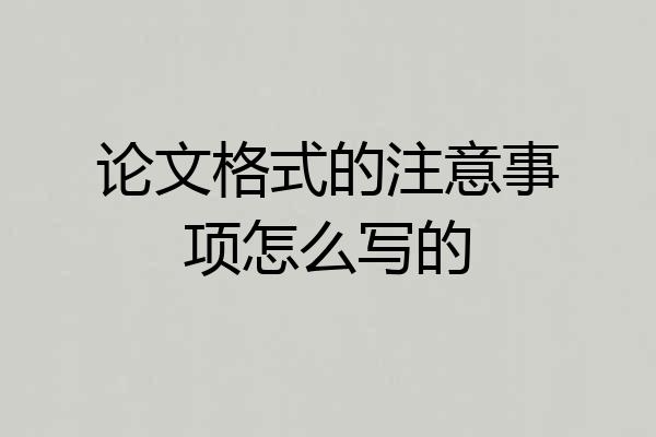 论文格式的注意事项怎么写的