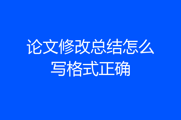 论文修改总结怎么写格式正确