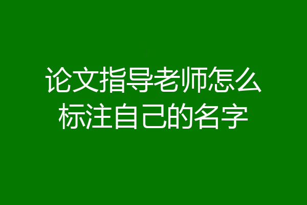 论文指导老师怎么标注自己的名字