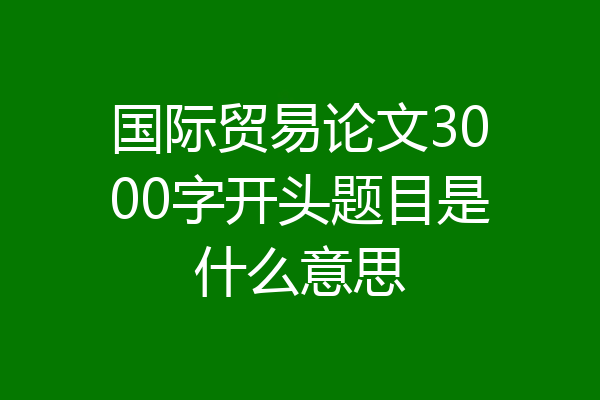 国际贸易论文3000字开头题目是什么意思