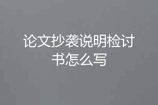论文抄袭说明检讨书怎么写