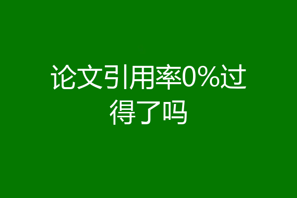 论文引用率0%过得了吗