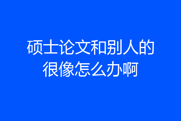 硕士论文和别人的很像怎么办啊