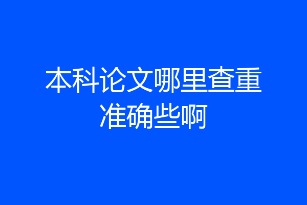 本科论文哪里查重准确些啊
