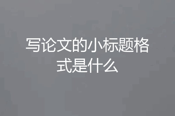 写论文的小标题格式是什么