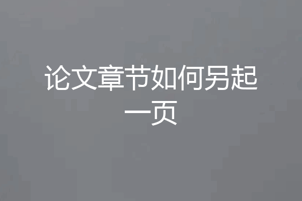 论文章节如何另起一页