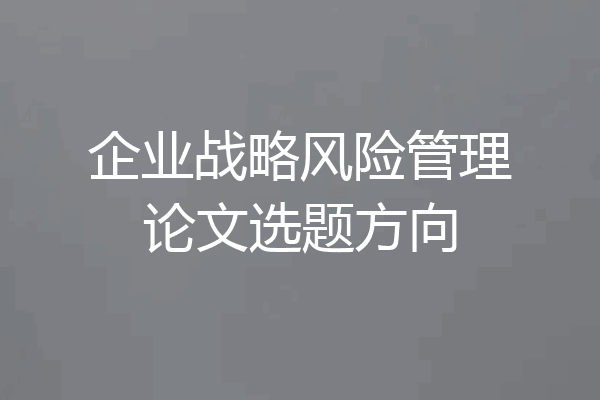 企业战略风险管理论文选题方向