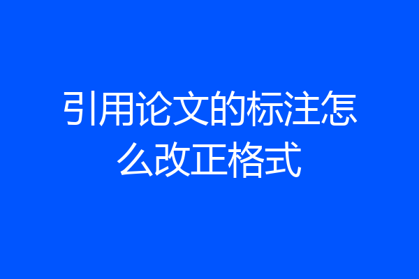 引用论文的标注怎么改正格式