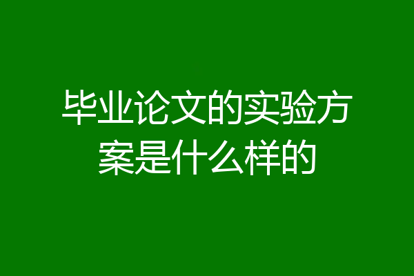 毕业论文的实验方案是什么样的