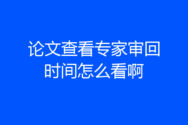 论文查看专家审回时间怎么看啊