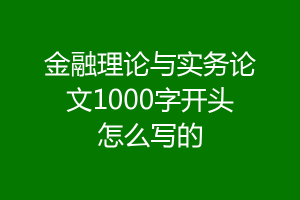 金融理论与实务论文1000字开头怎么写的