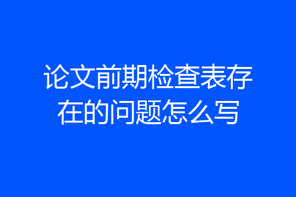 论文前期检查表存在的问题怎么写