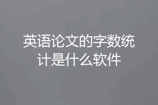 英语论文的字数统计是什么软件