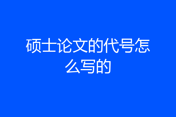 硕士论文的代号怎么写的