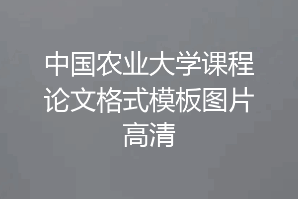 中国农业大学课程论文格式模板图片高清