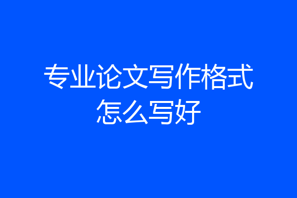 专业论文写作格式怎么写好