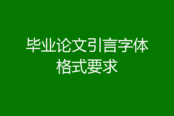 毕业论文引言字体格式要求