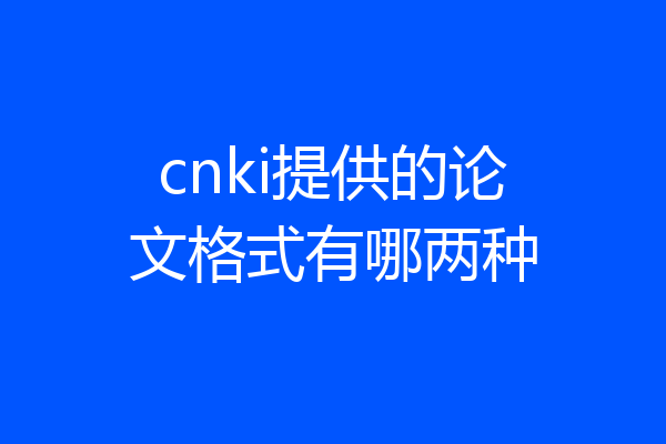 cnki提供的论文格式有哪两种