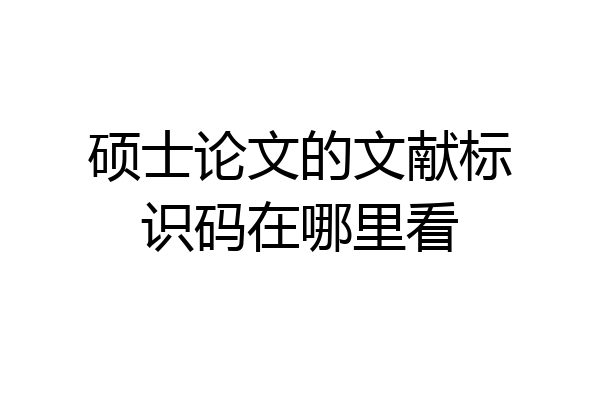 硕士论文的文献标识码在哪里看