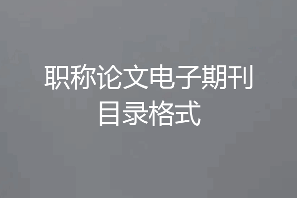 职称论文电子期刊目录格式