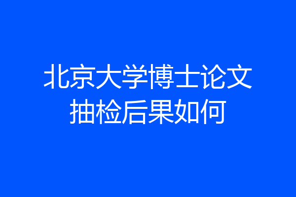 北京大学博士论文抽检后果如何
