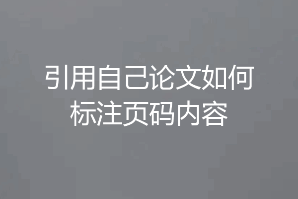 引用自己论文如何标注页码内容