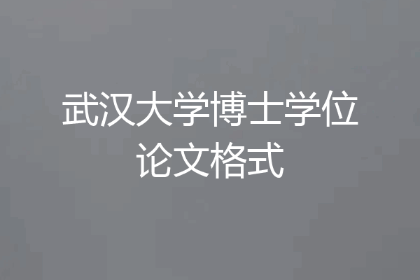 武汉大学博士学位论文格式