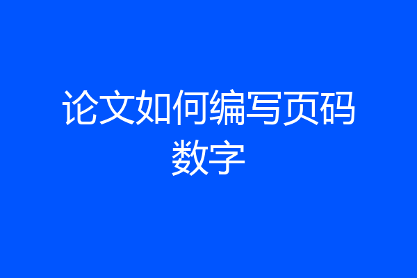 论文如何编写页码数字