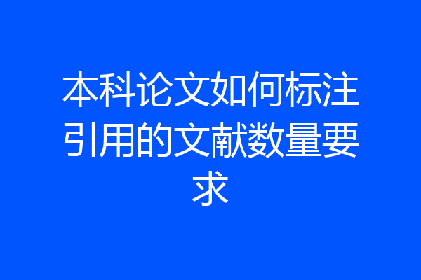 本科论文如何标注引用的文献数量要求