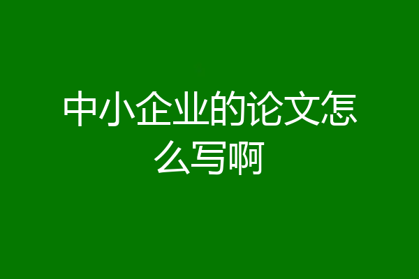 中小企业的论文怎么写啊