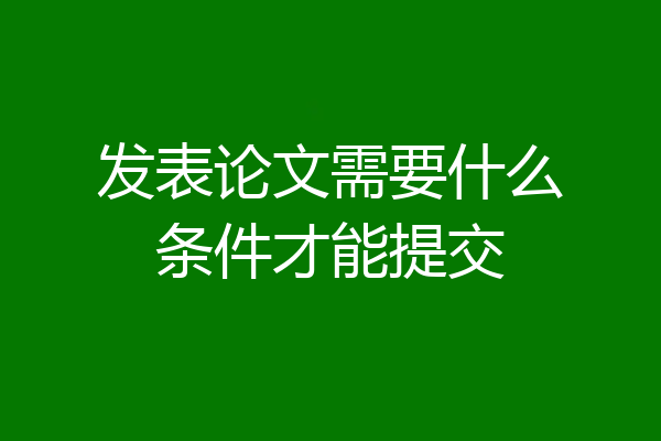 发表论文需要什么条件才能提交