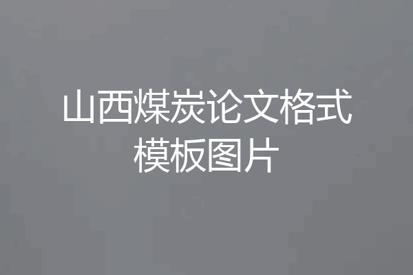 山西煤炭论文格式模板图片