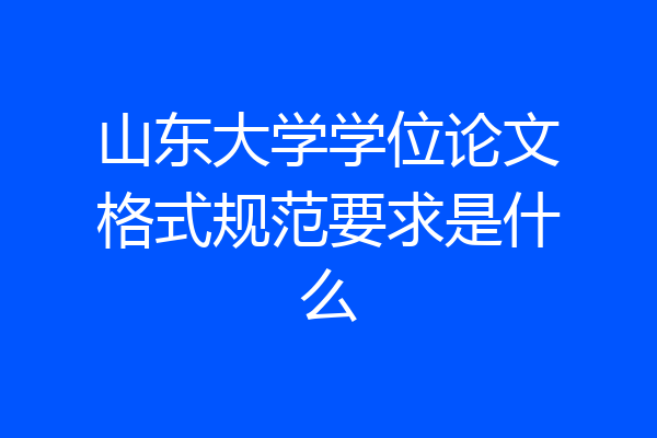 山东大学学位论文格式规范要求是什么