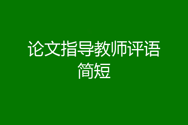 论文指导教师评语简短